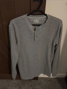 Outdoor Life Men's Light Heather Gray Waffle Henley Long Sleeve